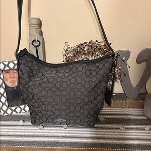 Coach Black/Charcoal Signature Jacquard Shoulder Bag